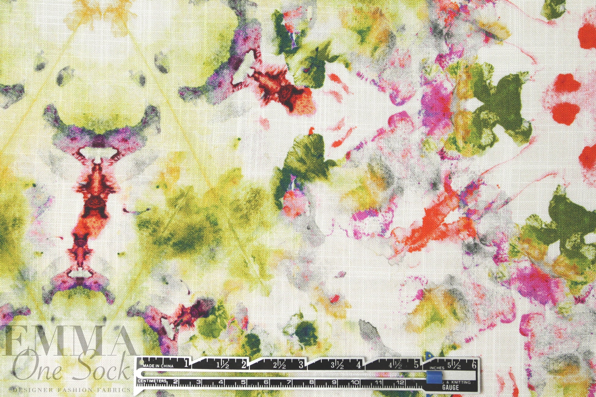 linen-look digital print rayon woven - 'hippie rorschach' 2 yd