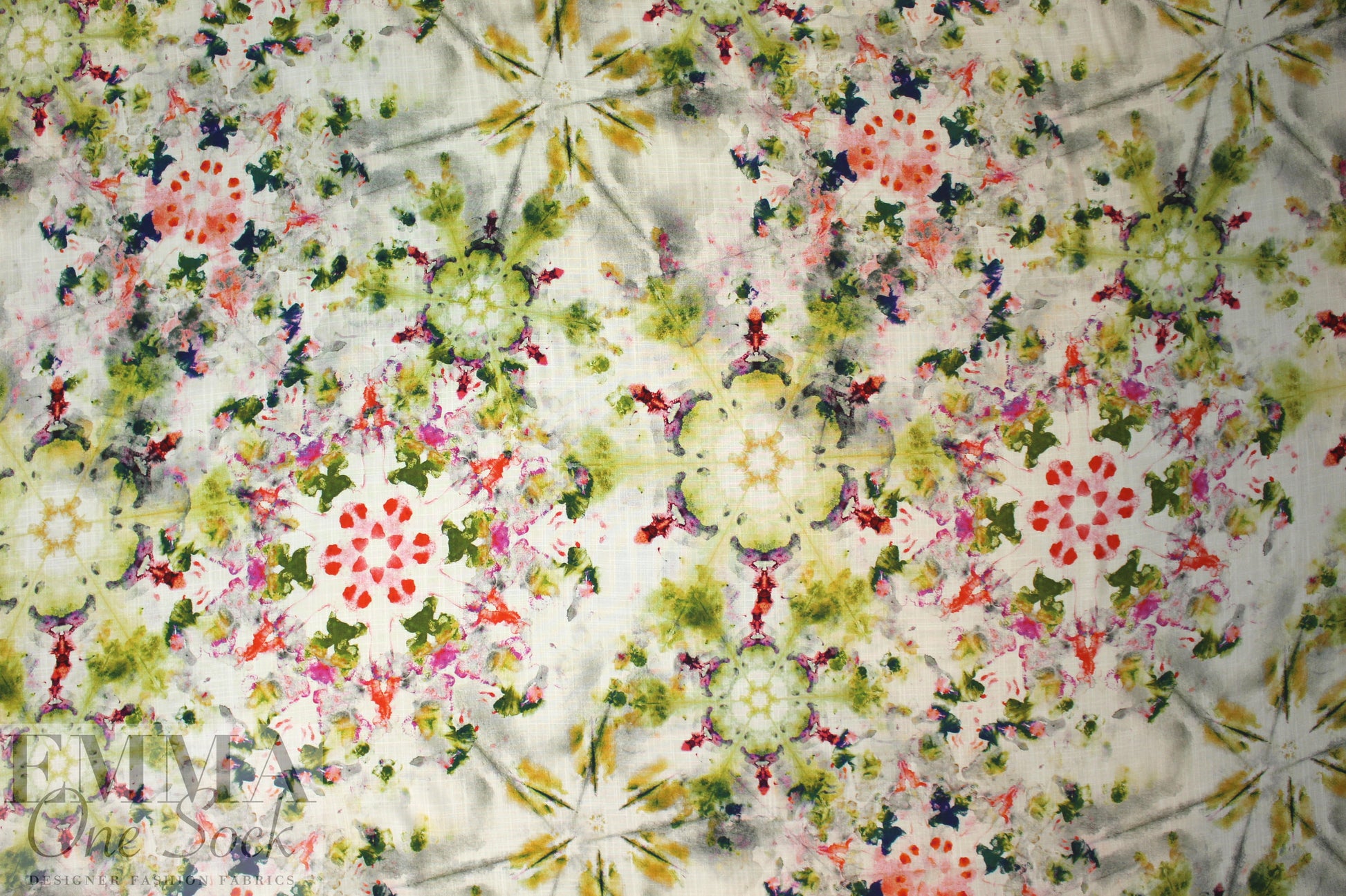 linen-look digital print rayon woven - 'hippie rorschach' 2 yd