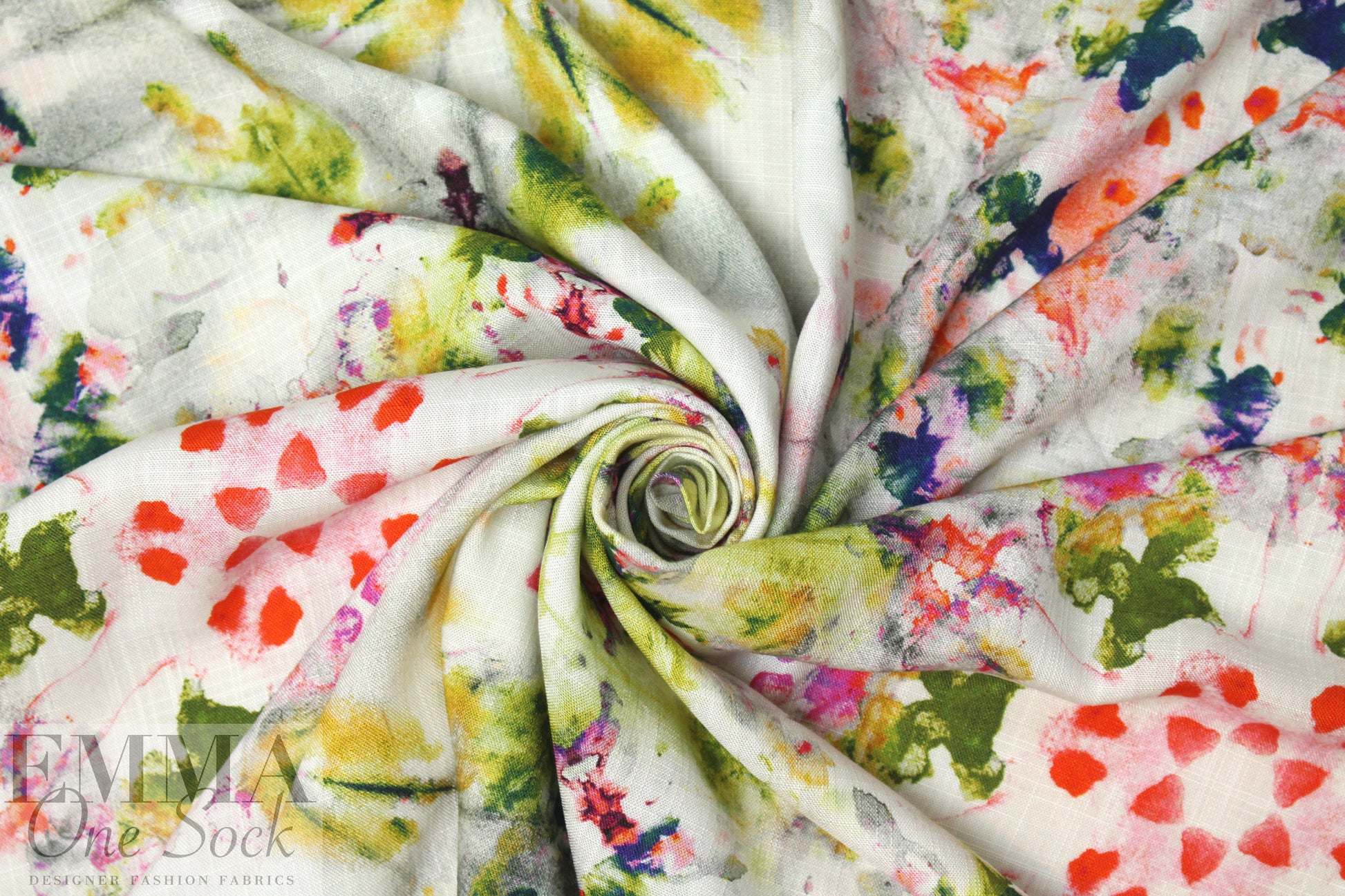 linen-look digital print rayon woven - 'hippie rorschach' 2 yd