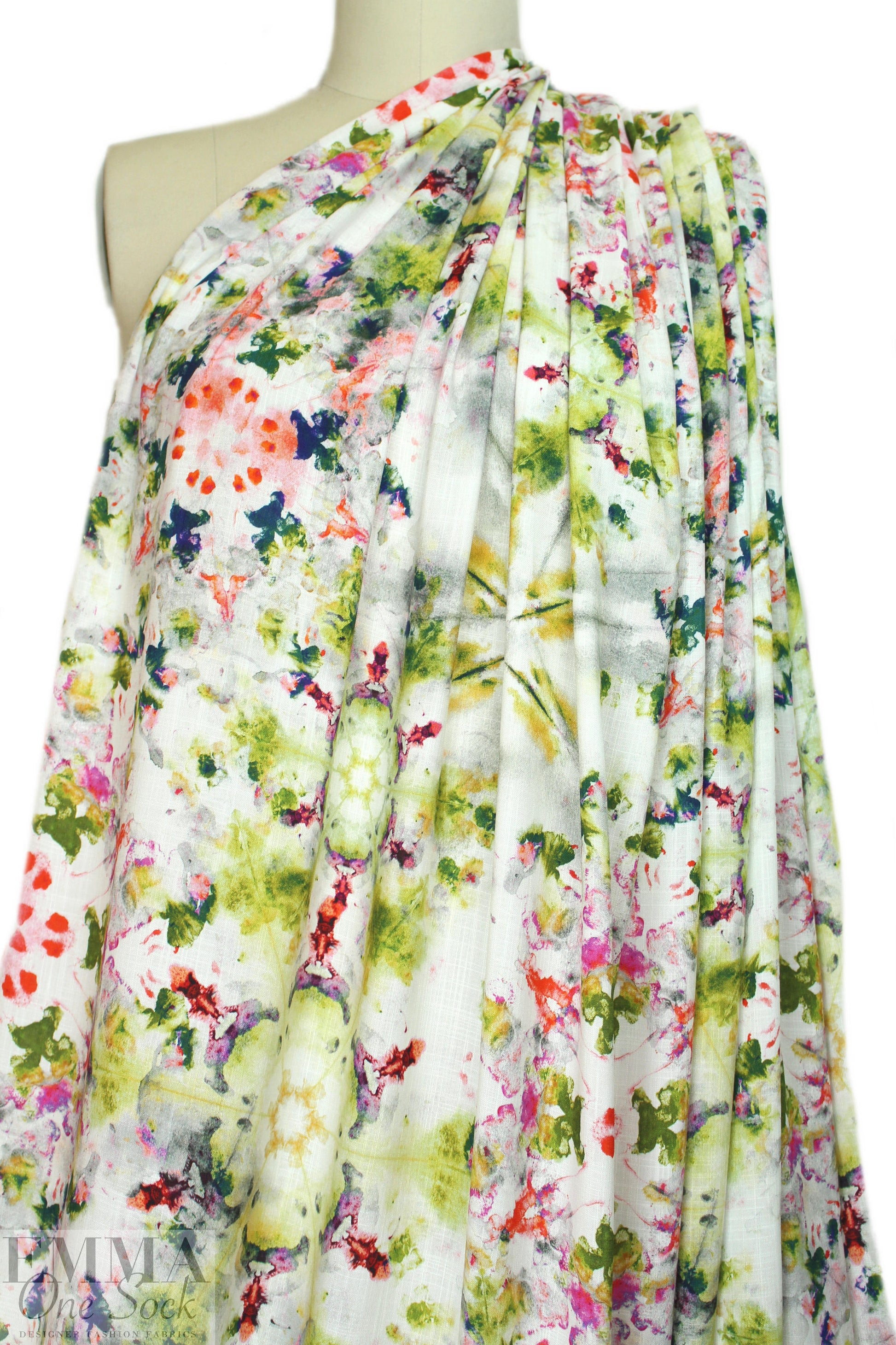 linen-look digital print rayon woven - 'hippie rorschach' 2 yd