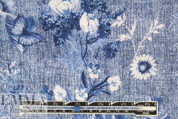 blue jeans floral drapey viscose woven 1.25 yds