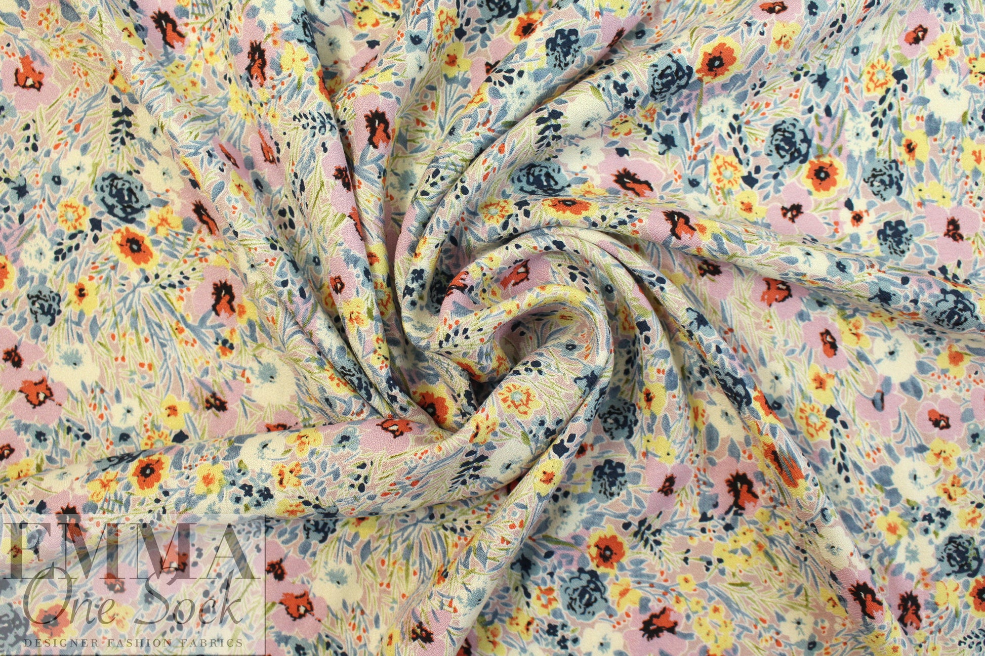 wildflower drapey viscose crepe Oeko-Tex certified .875 yds