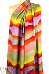 'sunset' digital print linen-look rayon woven, Oeko-Tex cert. 1.375 yd