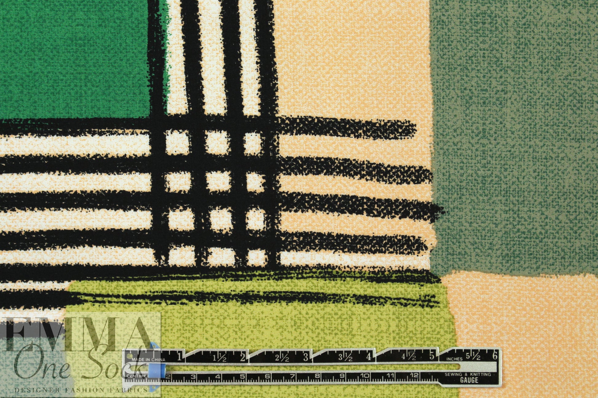 'crosspatch' viscose woven - greens 1.375 yd