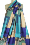 'crosspatch' viscose woven - blue/aqua 1.375 yds