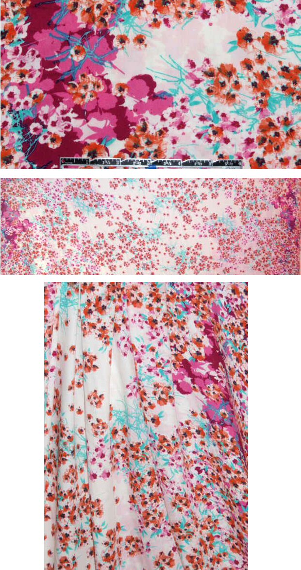 French flowery double border print viscose woven