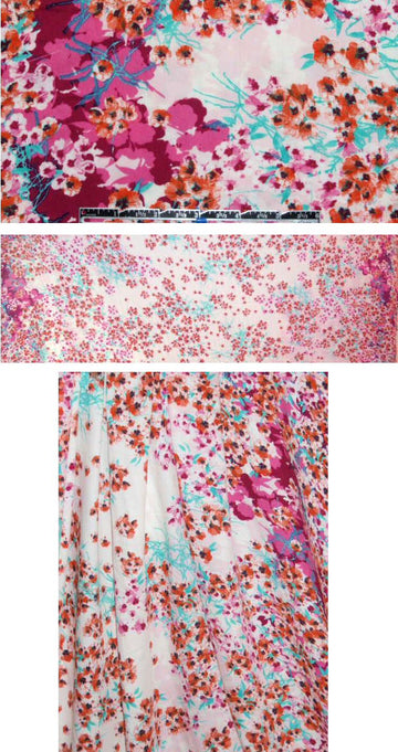 French flowery double border print viscose woven 1 yard