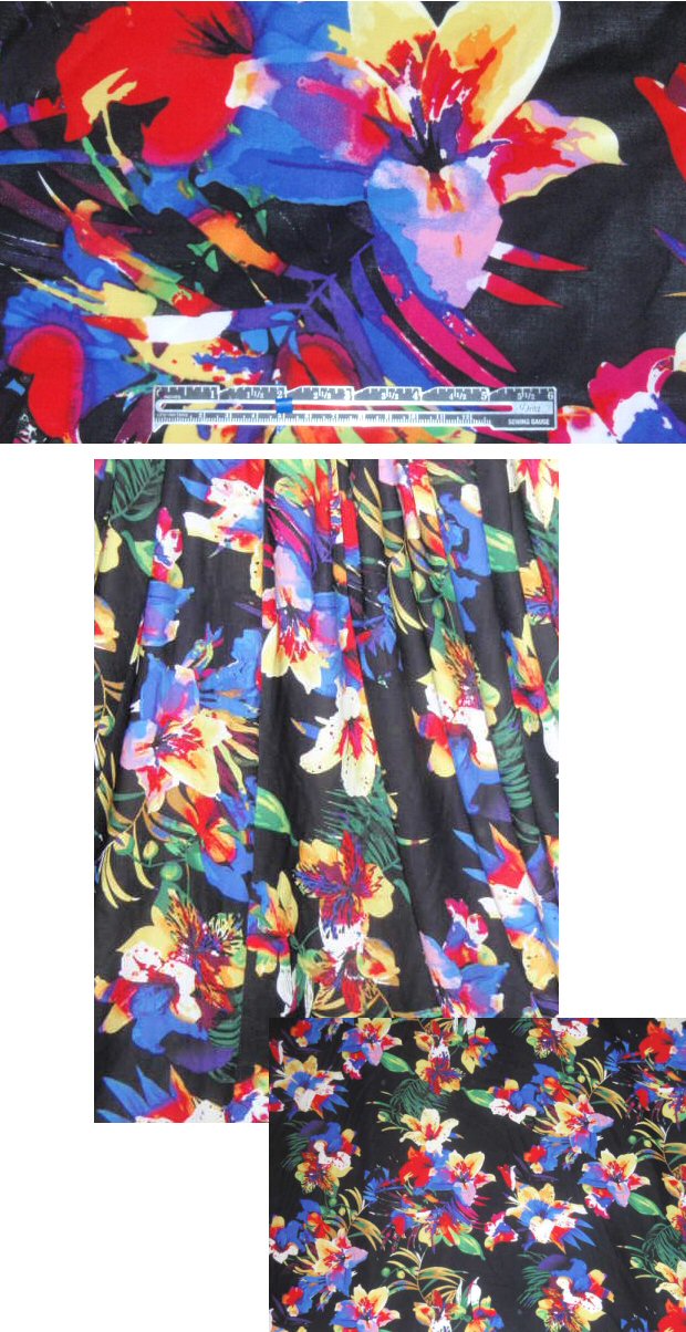 technicolor lilies rayon voile woven 1.95 yds