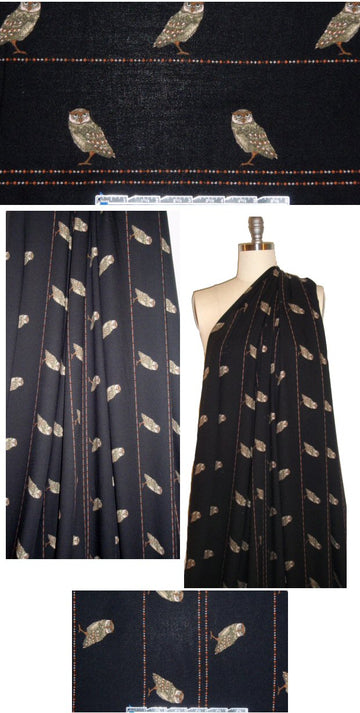 'wise owl' drapey viscose woven .875 yds