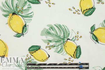 'lemon fruit' drapey viscose woven 2 yds
