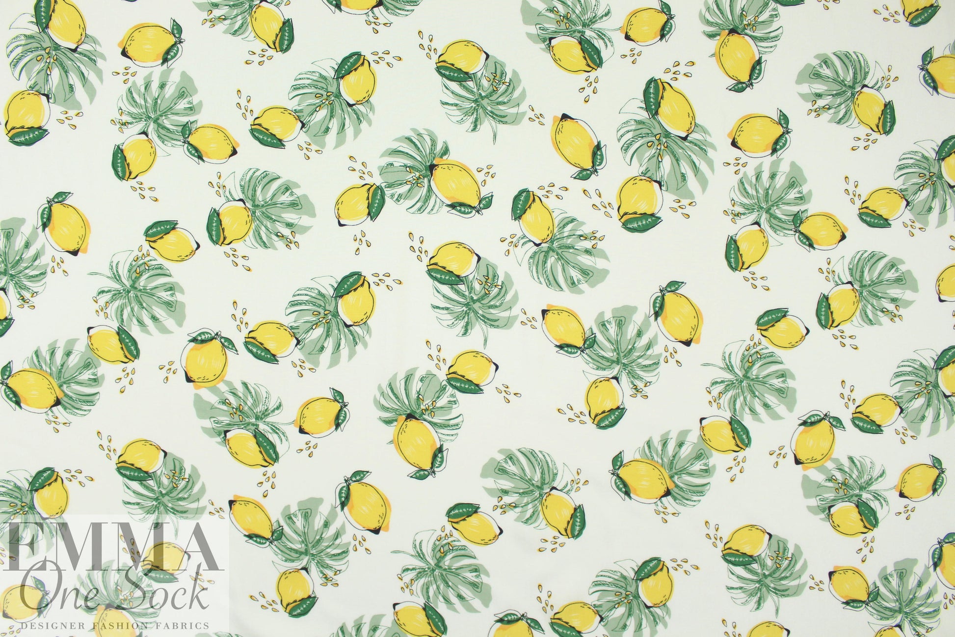 'lemon fruit' drapey viscose woven 2 yds