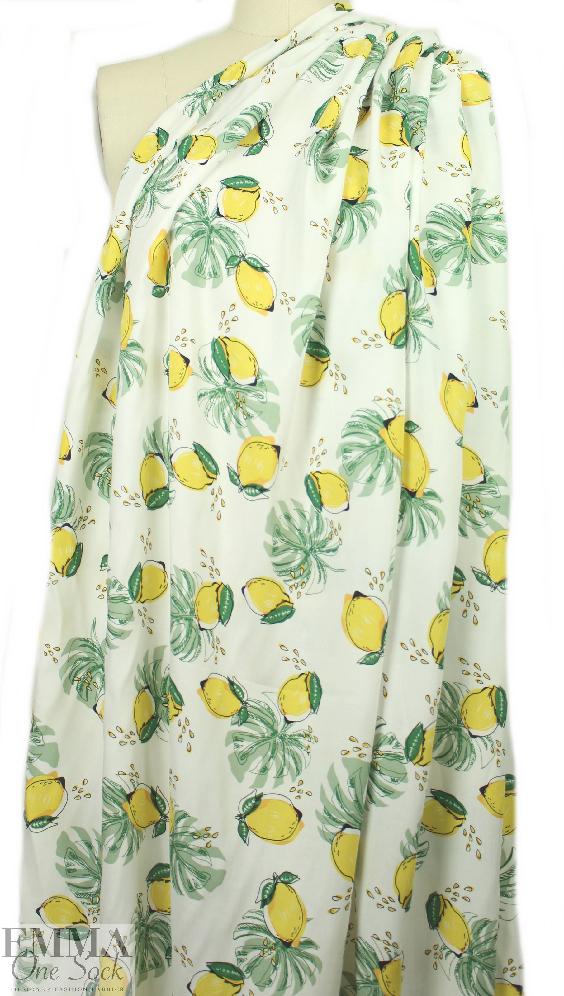 'lemon fruit' drapey viscose woven 1.75 yds