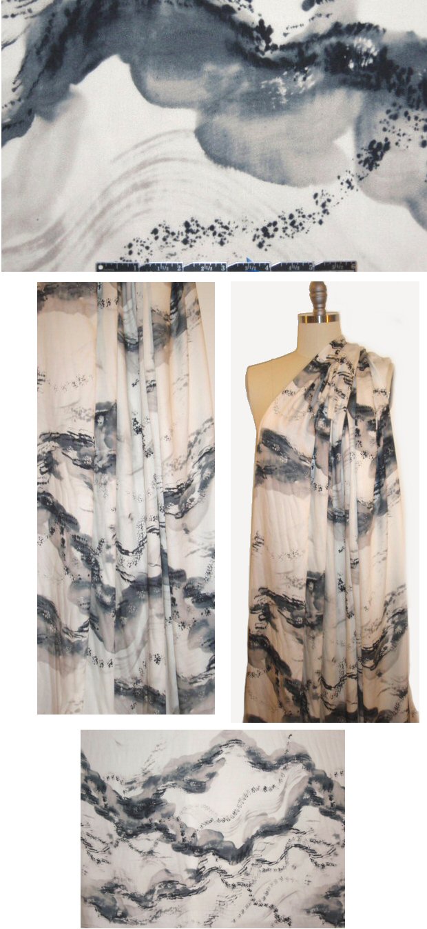 Burning T0rch inky abstract drapey viscose woven