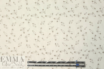 CA designer safety pin printed viscose twill .875 yds