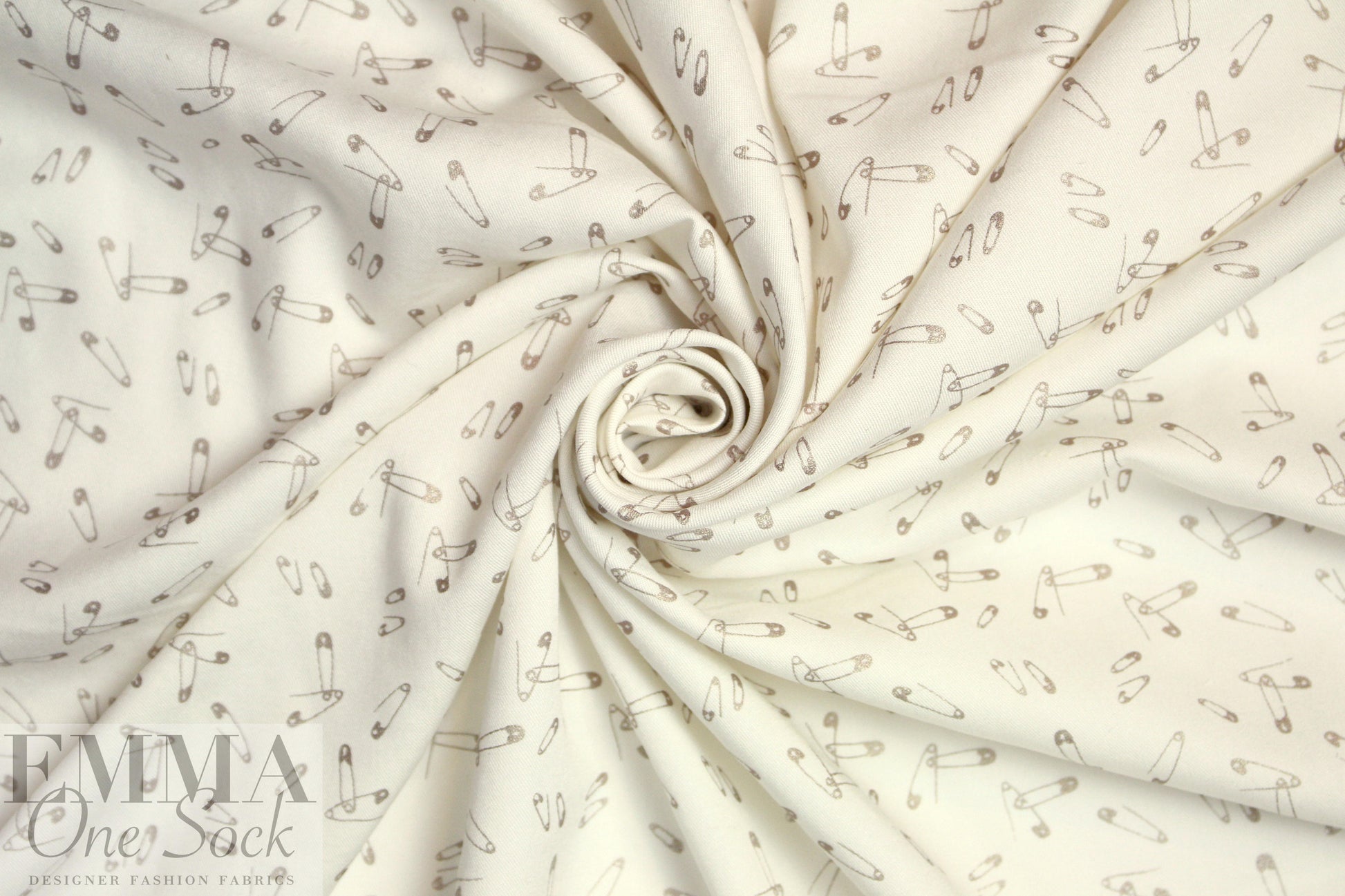 CA designer safety pin printed viscose twill 1.5 yd