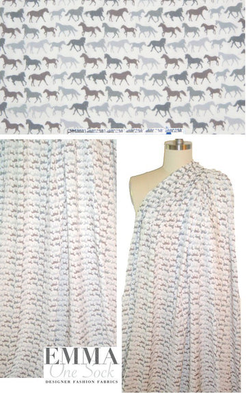 E11a Moss wild horses cotton voile 1.25 yd