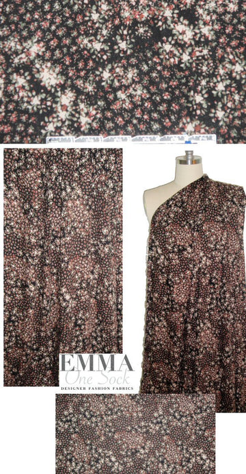 E11a Moss 'teeny floral' drapey viscose crepe