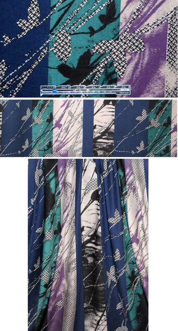 French mulberry/mallard silhouette rayon twill woven .875 yds
