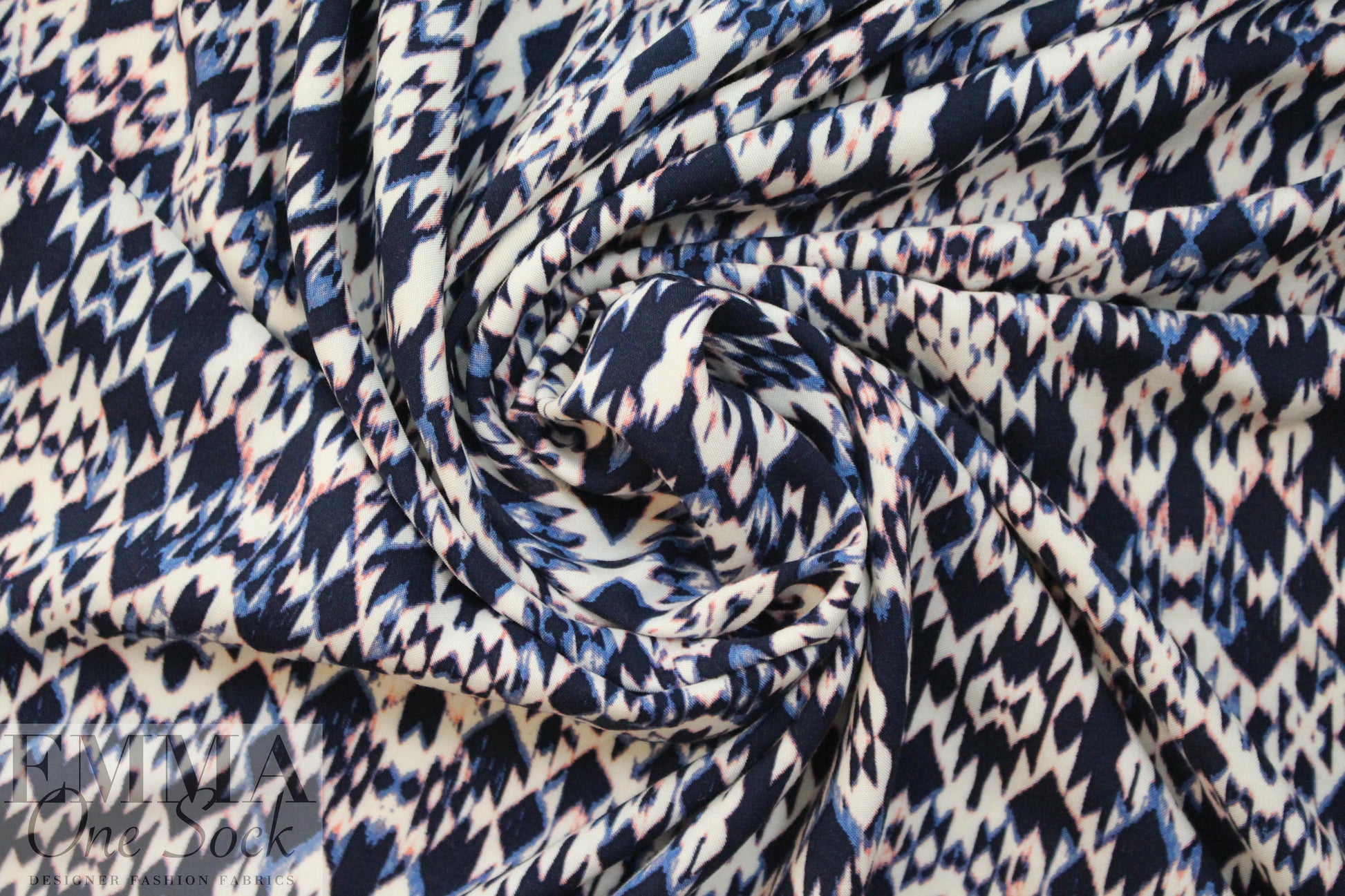 Sp1endid indigo ikat graphic drapey viscose woven
