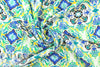 CA designer medallion viscose challis - blue/green 1.25 yds