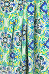 CA designer medallion viscose challis - blue/green 1.625 yd