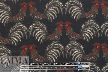 CA designer roosters graphic viscose woven .75 yds