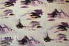 Italian viscose crepe back satin - plum/peach abstract