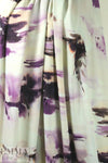 Italian viscose crepe back satin - plum/peach abstract