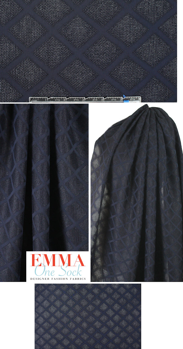 Italian rayon diamond jacquard - navy