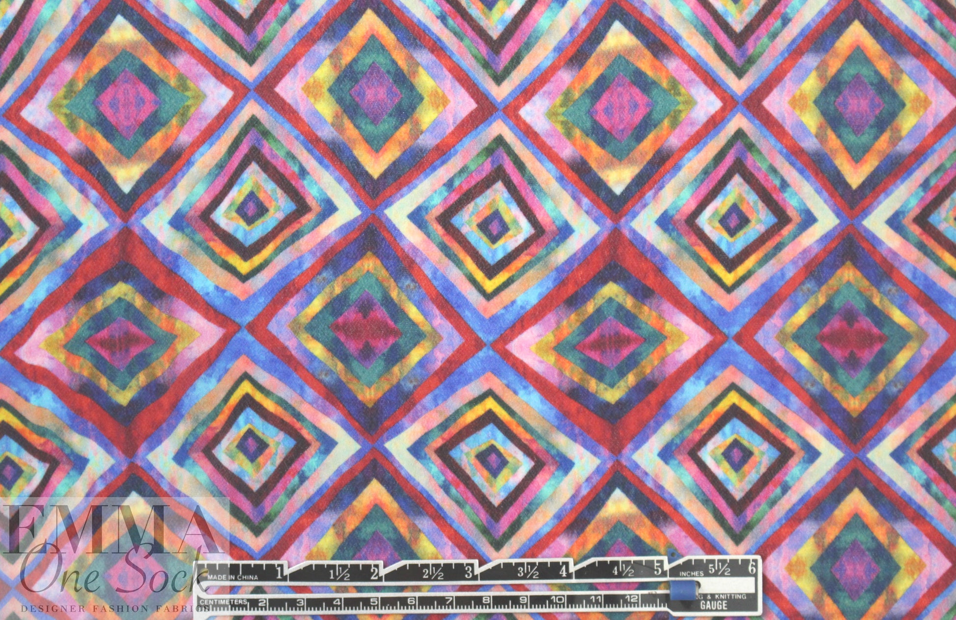 NY designer viscose sheer woven - rainbow graphic