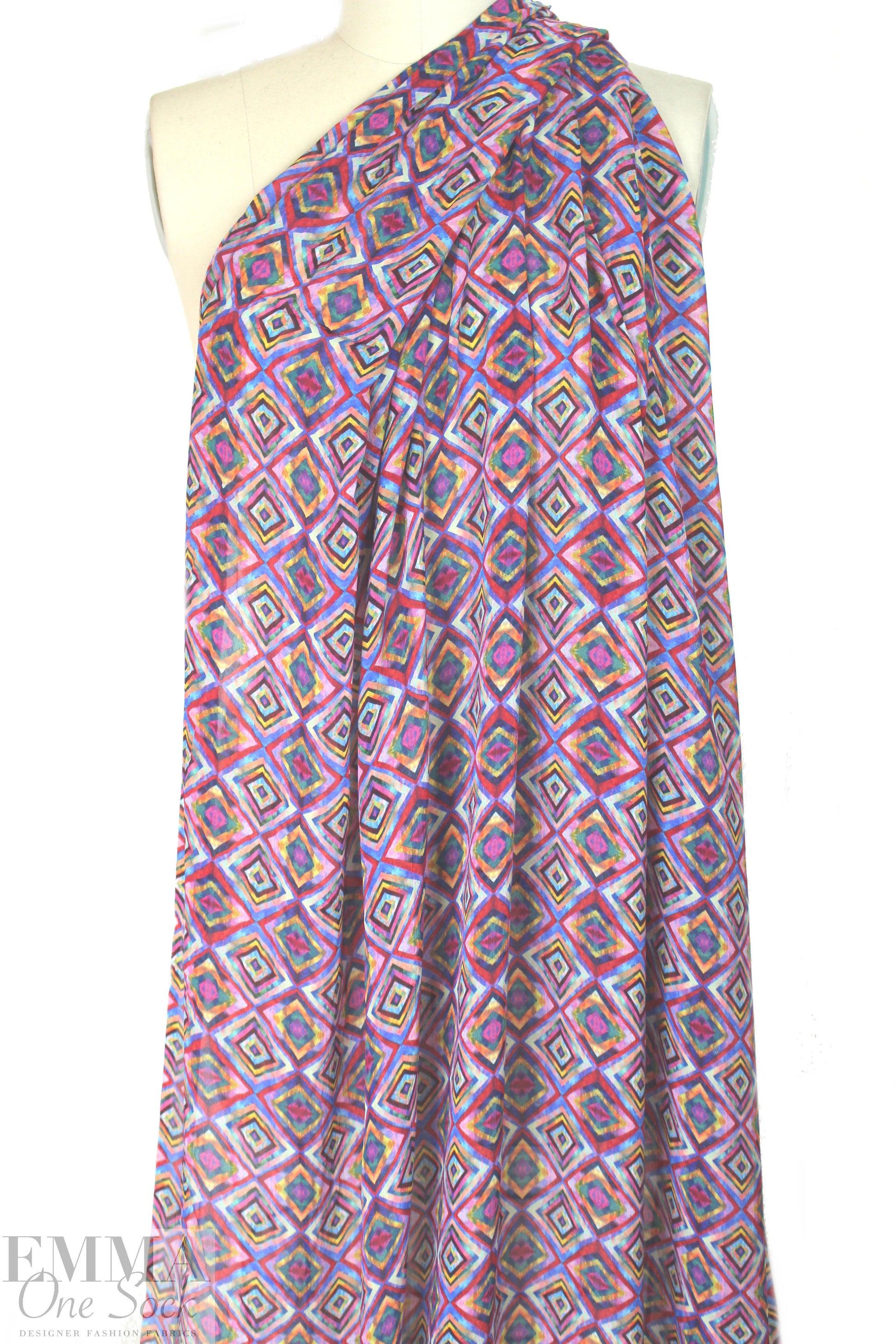 NY designer viscose sheer woven - rainbow graphic