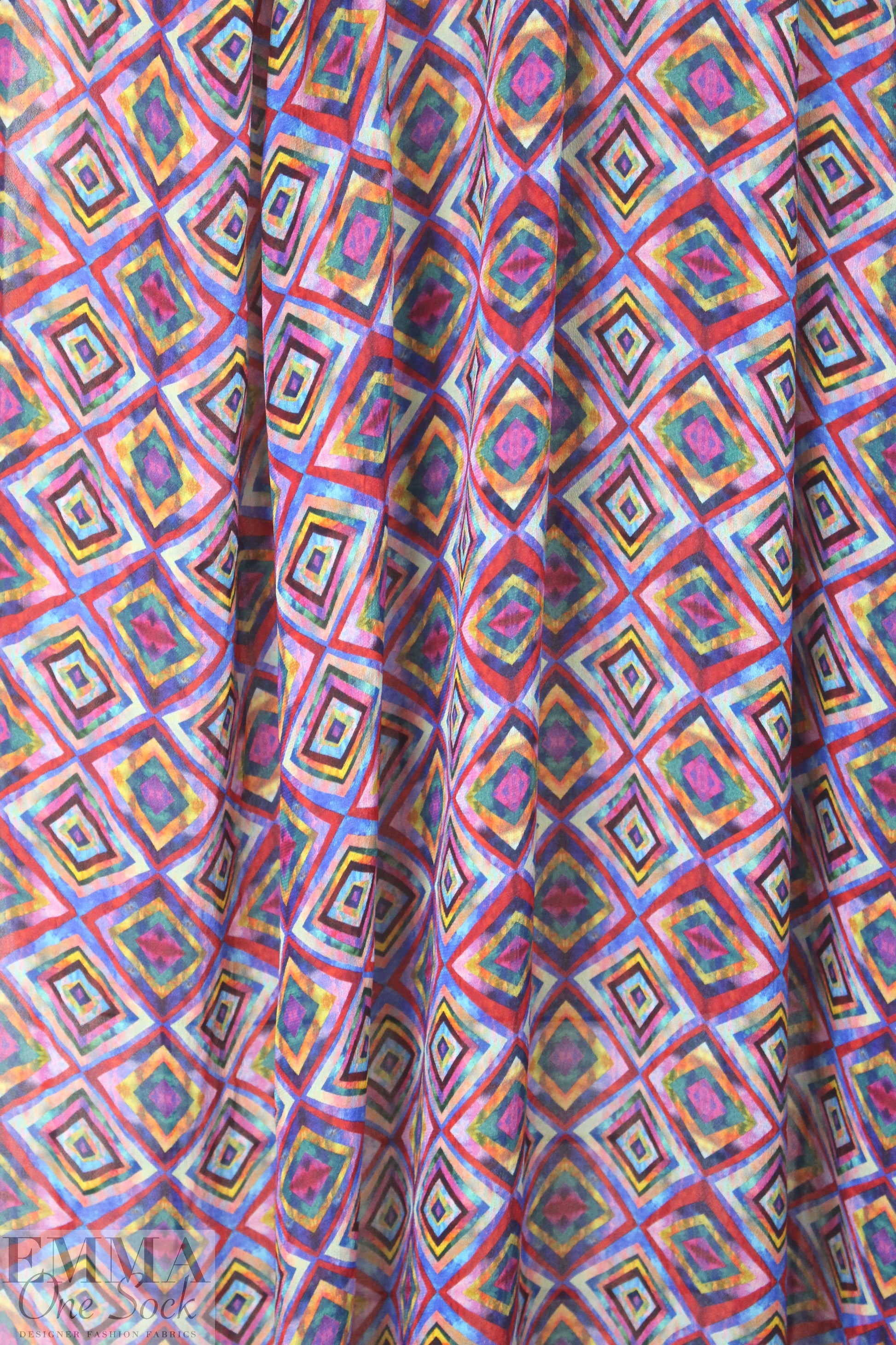 NY designer viscose sheer woven - rainbow graphic 1 yard