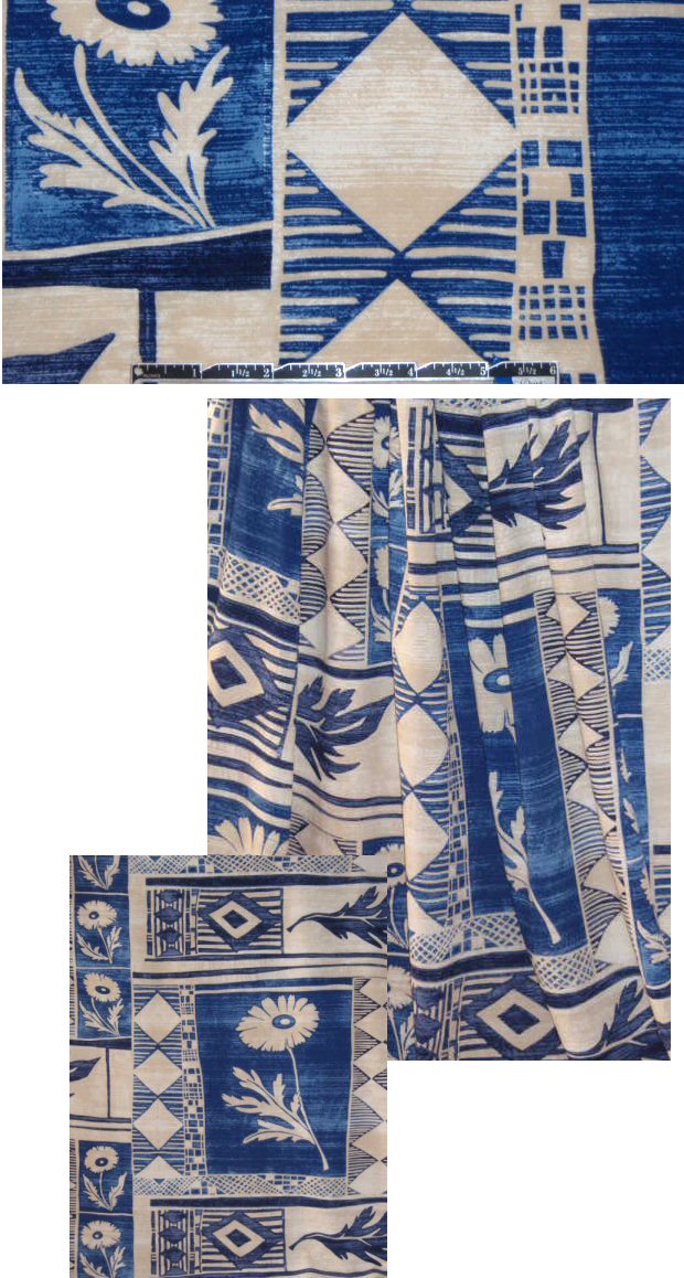 Jams World blue/buttercream pressed flower rayon 1.5 yd