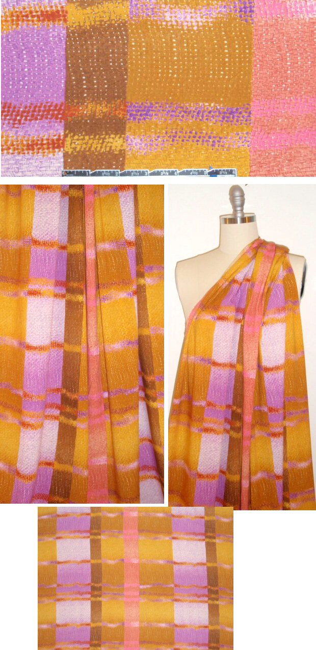 Jams World basketweave plaid drapey rayon woven 2 yd
