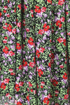 CA designer blossoms on black drapey rayon woven 1.66 yd