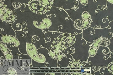CA designer loden paisley sheer viscose crepe woven 1.5 yd