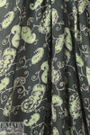 CA designer loden paisley sheer viscose crepe woven