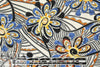 CA designer viscose woven - woodcut flower swirl