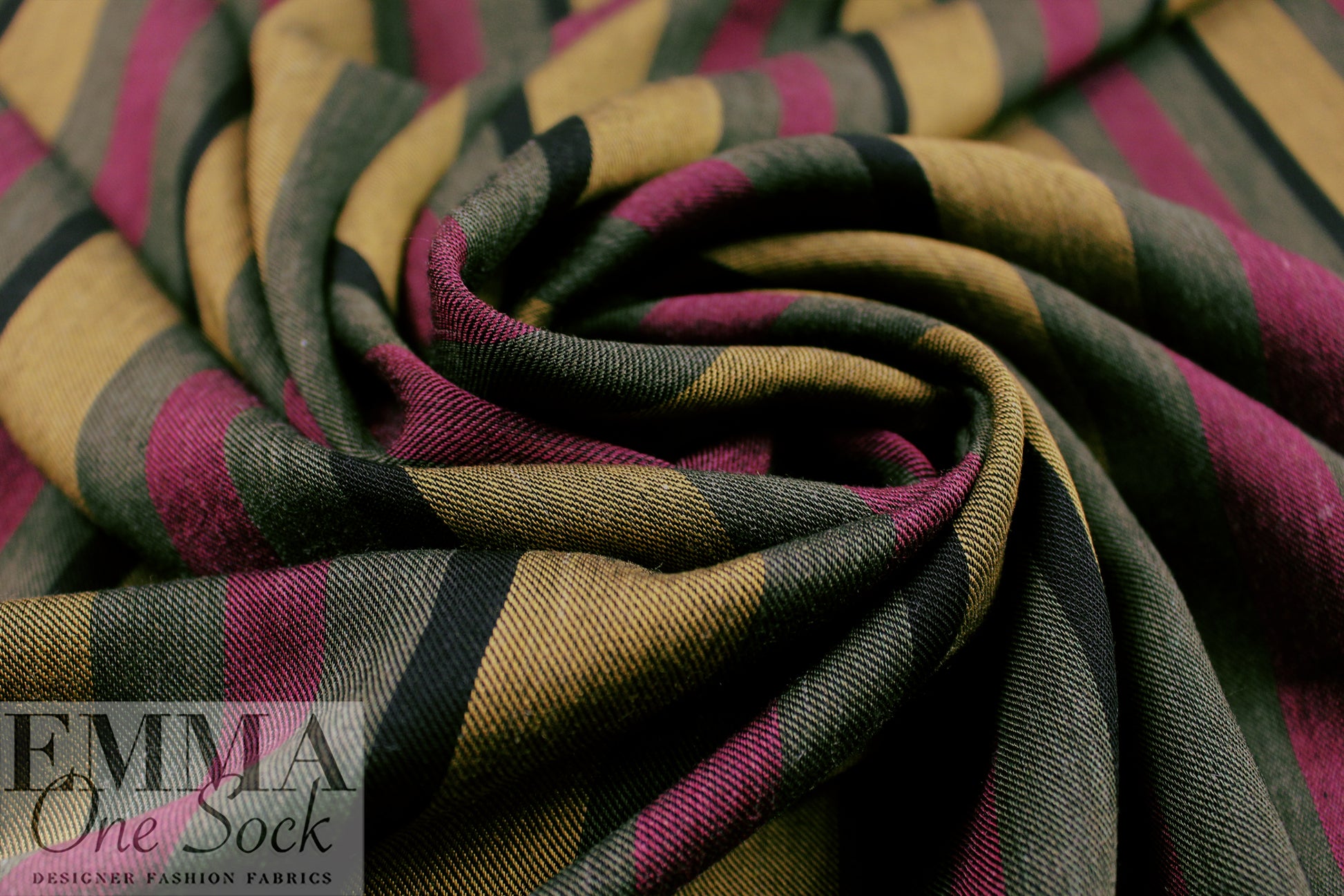 Italian 'moody stripes' drapey viscose twill woven