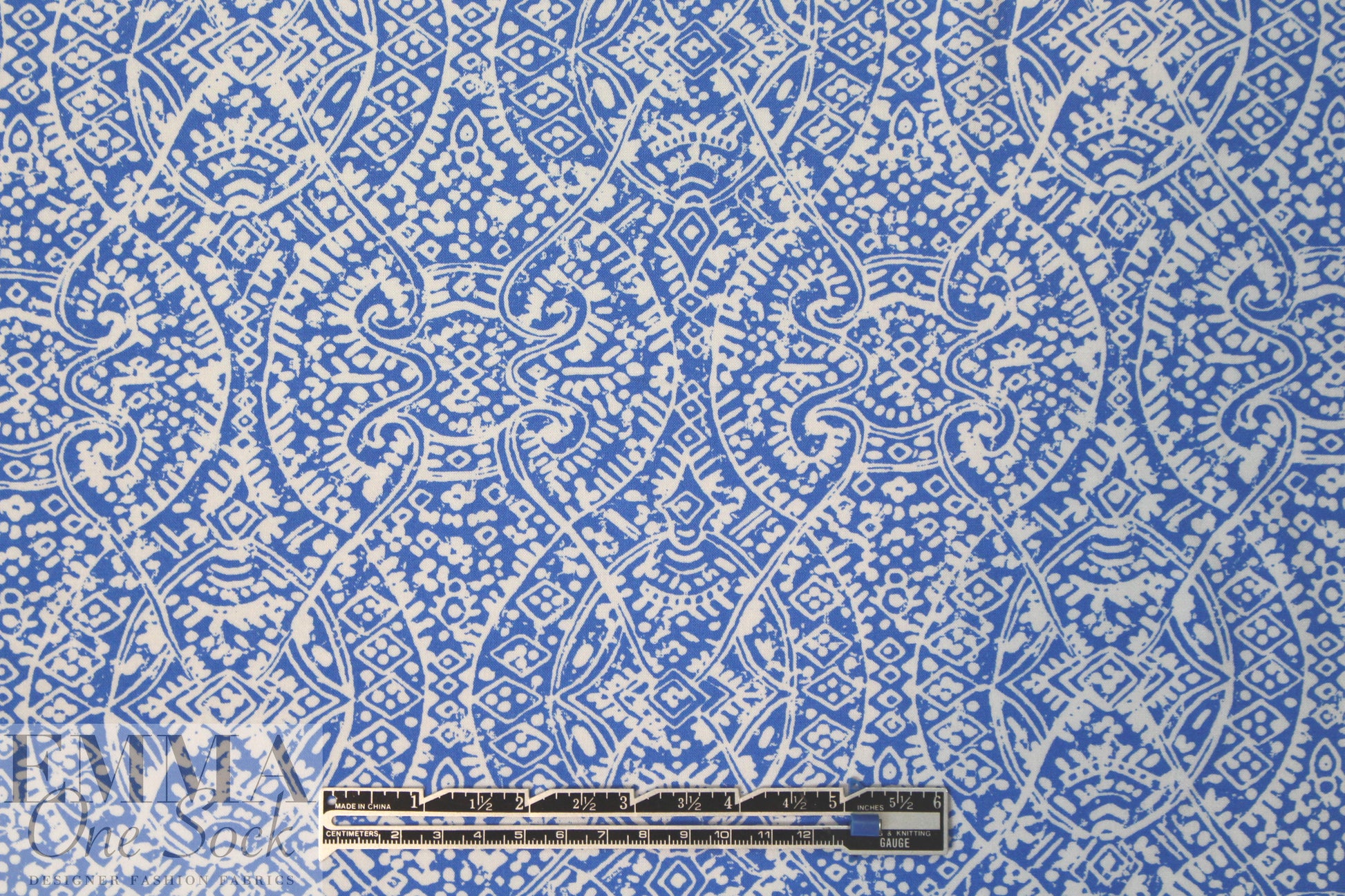 Sp1endid blue/white drapey viscose stretch woven