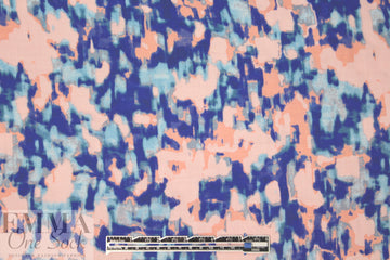 Sp1endid coral/blue abstract drapey viscose woven