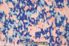Sp1endid coral/blue abstract drapey viscose woven .66 yds