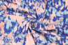 Sp1endid coral/blue abstract drapey viscose woven .66 yds