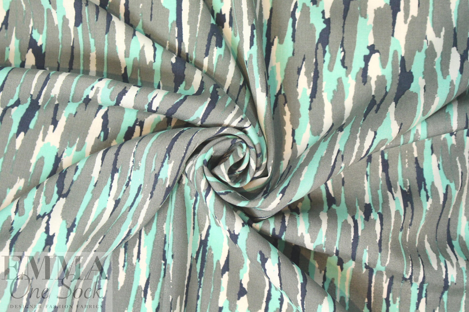 Sp1endid aqua/gray abstract drapey viscose woven 1.125 yds