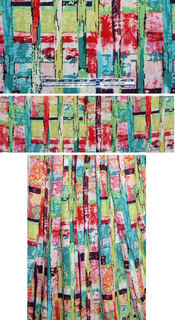 kiwi/coral/aqua abstract viscose woven .95 yds