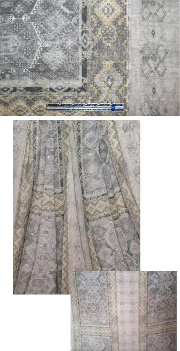 'persian rug' panel design viscose voile - gray/maize