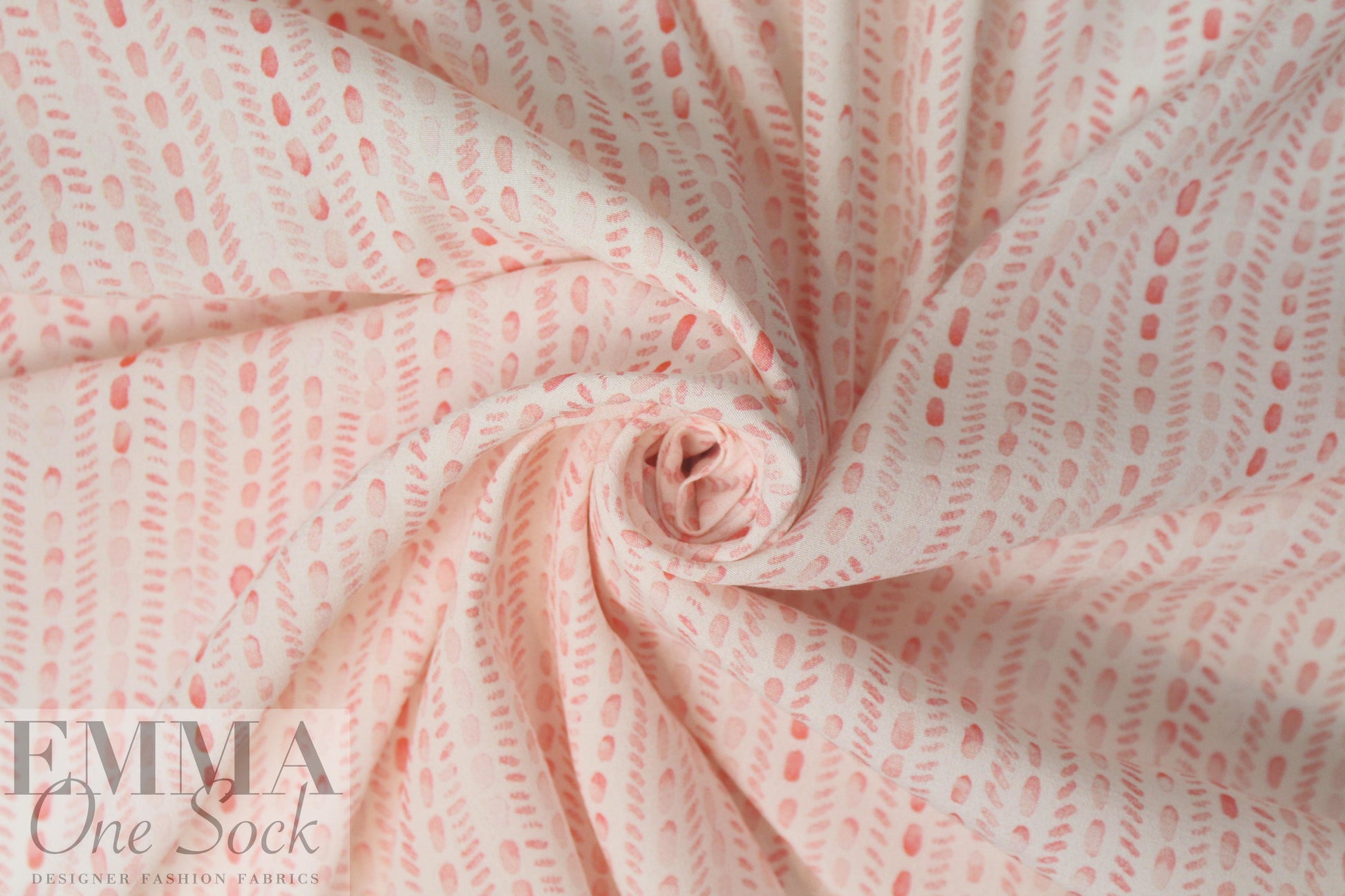 Italian coral/ivory graphic drapey viscose woven