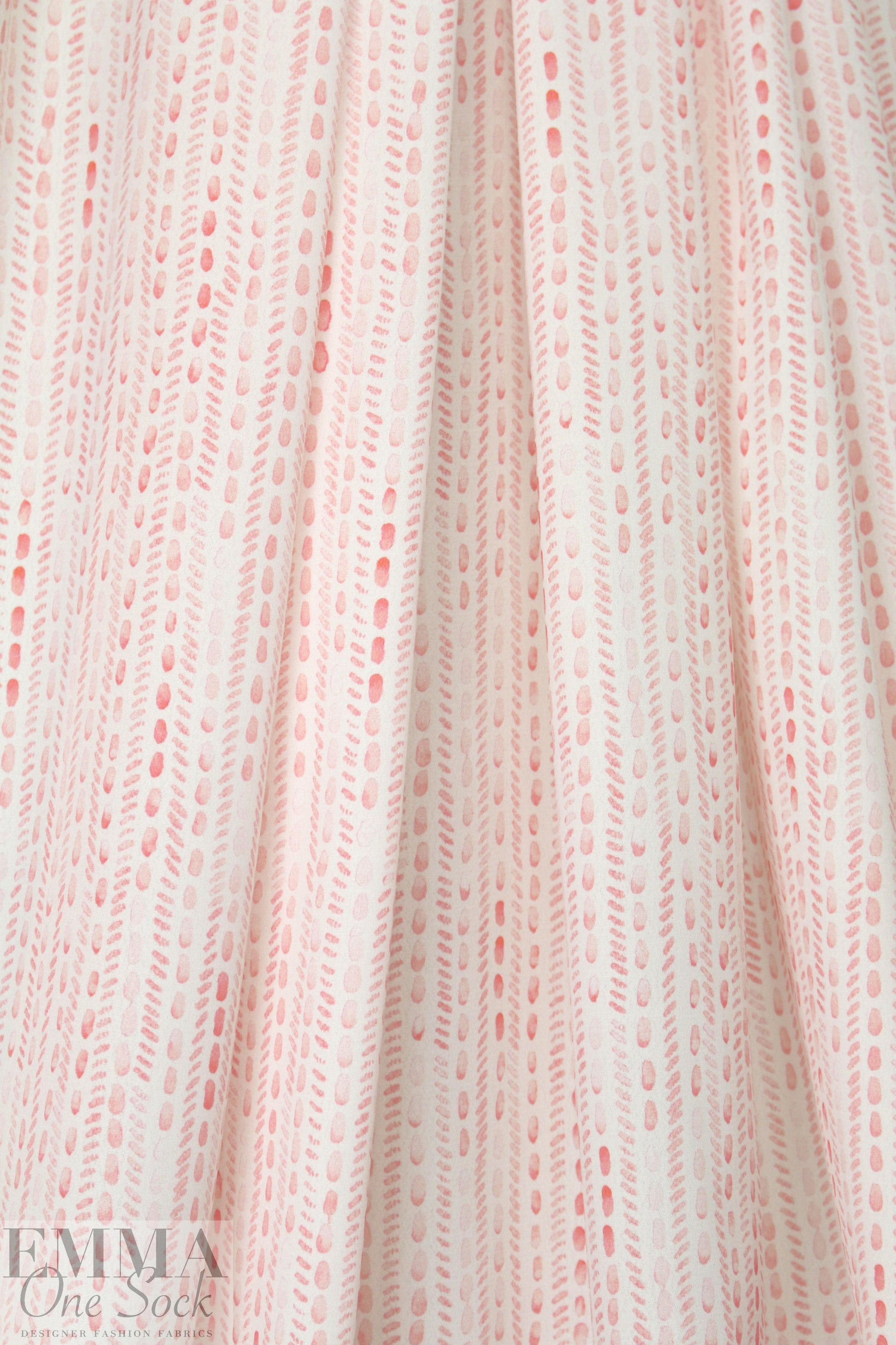 Italian coral/ivory graphic drapey viscose woven