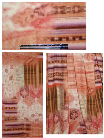 NY designer peachy ikat montage viscose twill