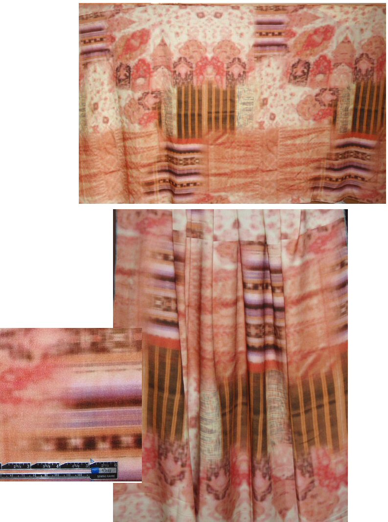 NY designer peachy ikat panel viscose twill